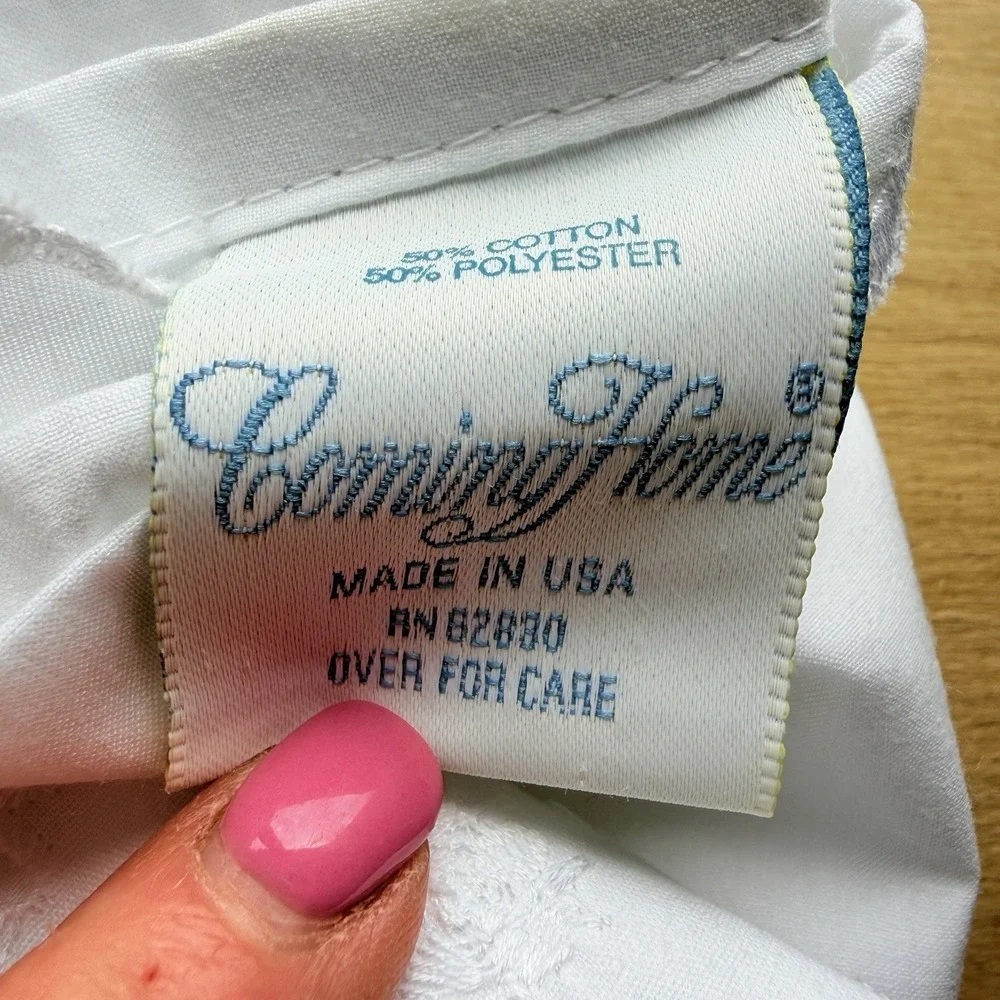 Vintage Lands End Coming Home Twin Sheet White New Eyelet Made In USA